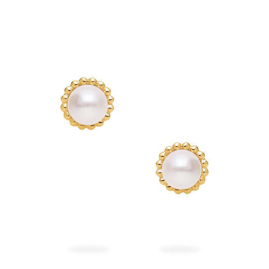 Birks Essentiels Boucles d&rsquo;oreilles en or jaune avec perles d&rsquo;eau douce et billes d&rsquo;or image number 1