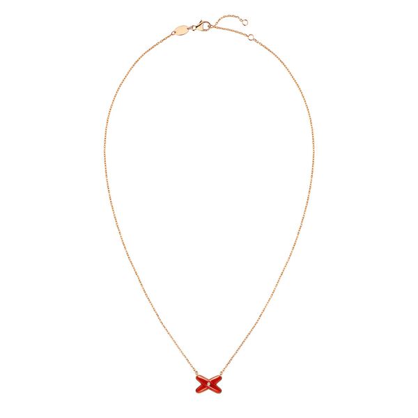 Pendentif Jeux De Liens en or rose avec cornaline et diamant