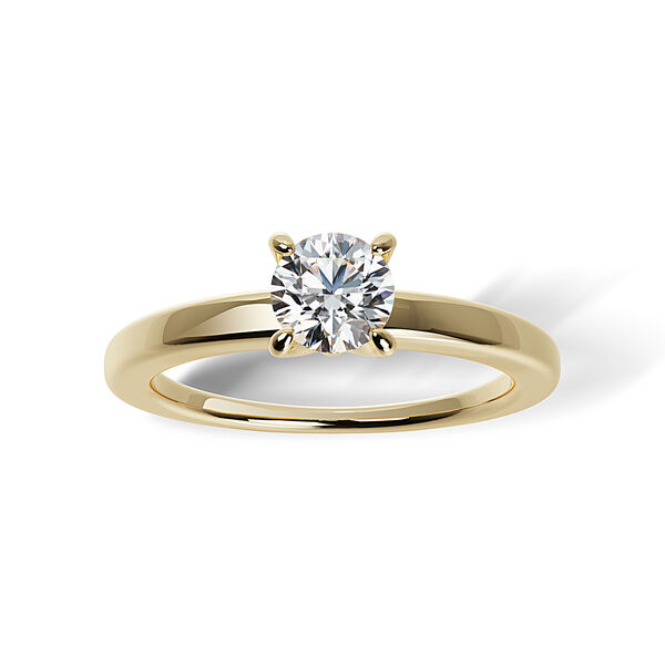 Bague de fiançailles à diamant solitaire rond en or jaune