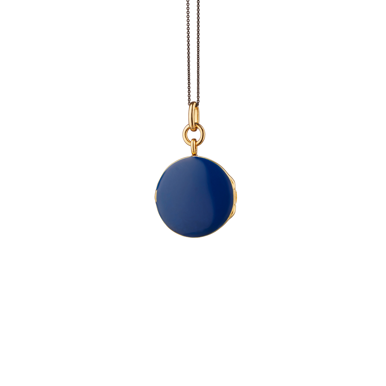 Médaillon Round Locket X Color en vermeil d'or jaune avec émail bleu image number 2