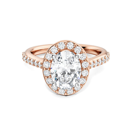 Birks 1879 Rose Gold Oval Cut Diamond Engagement Ring With Single Halo and Diamond Band image number 0