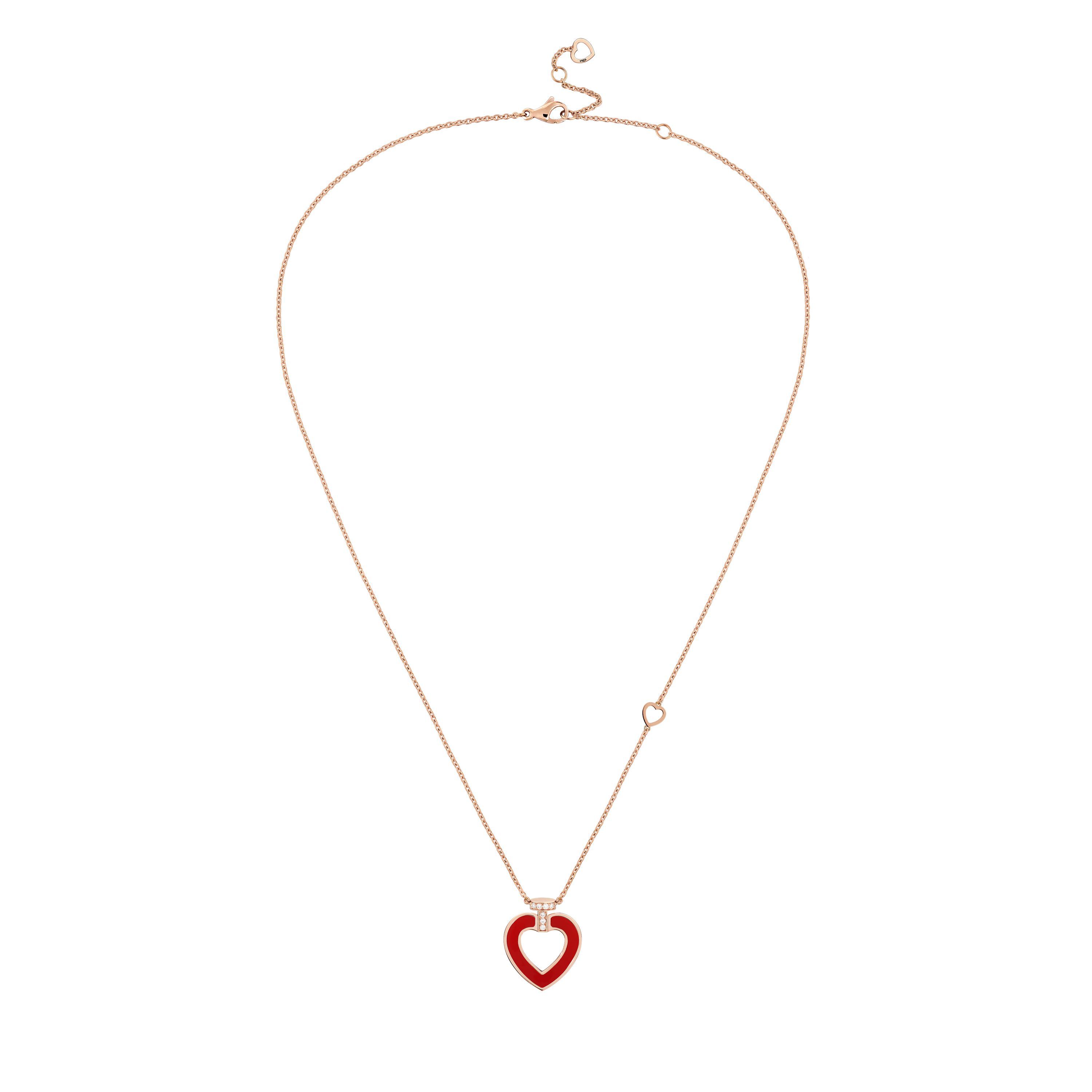 Pretty Woman Medium Rose Gold, Carnelian and and Diamond Heart Pendant