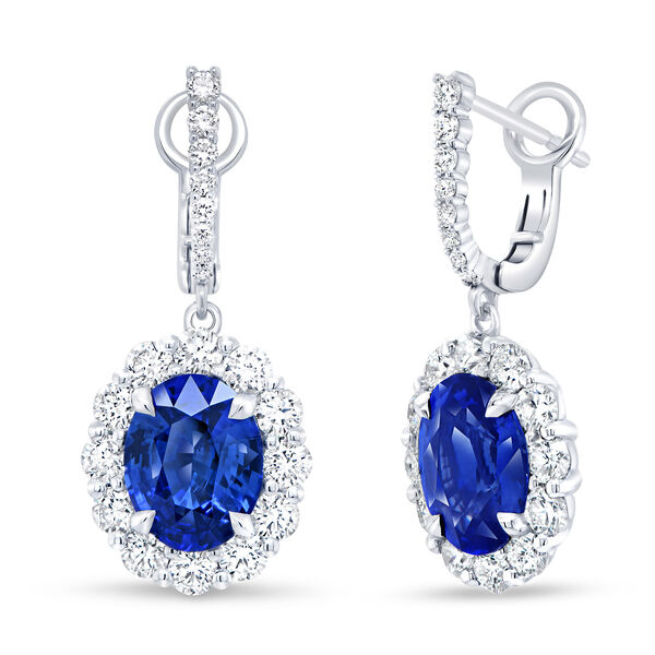 High Jewellery White Gold, Blue Sapphire and Diamond Pavé Drop Earrings