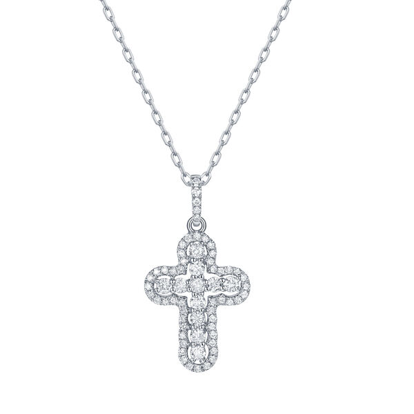 Pendentif Croix Diamants en Or Blanc