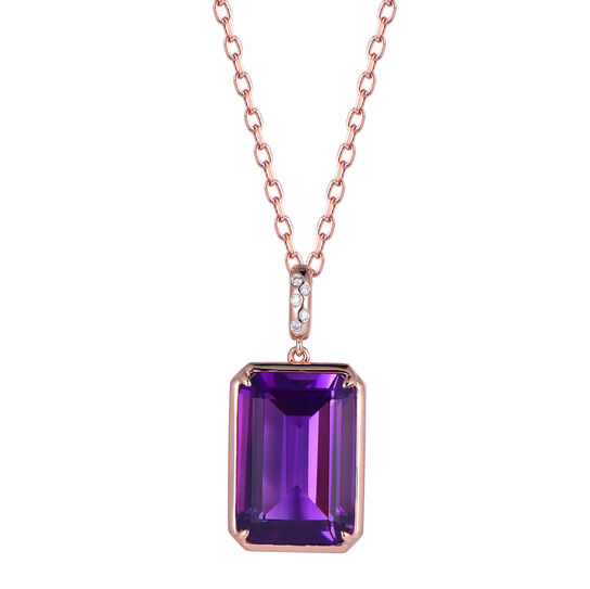 Pendentif Amethyste en Or Rose image number 0