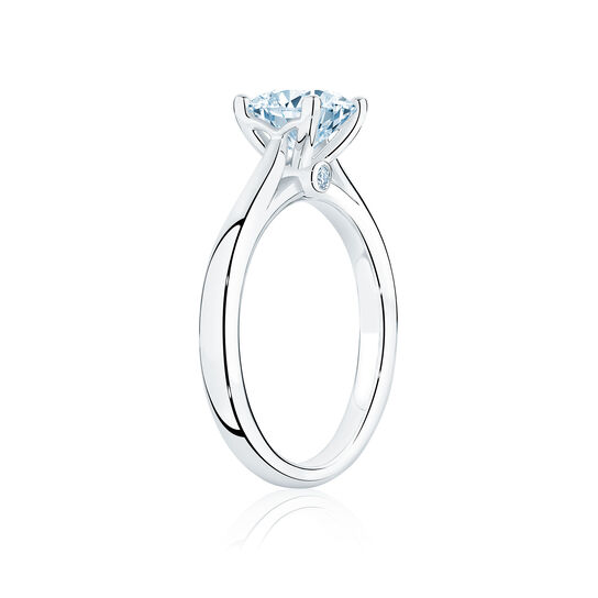White Gold Round Solitaire Diamond Engagement Ring image number 1