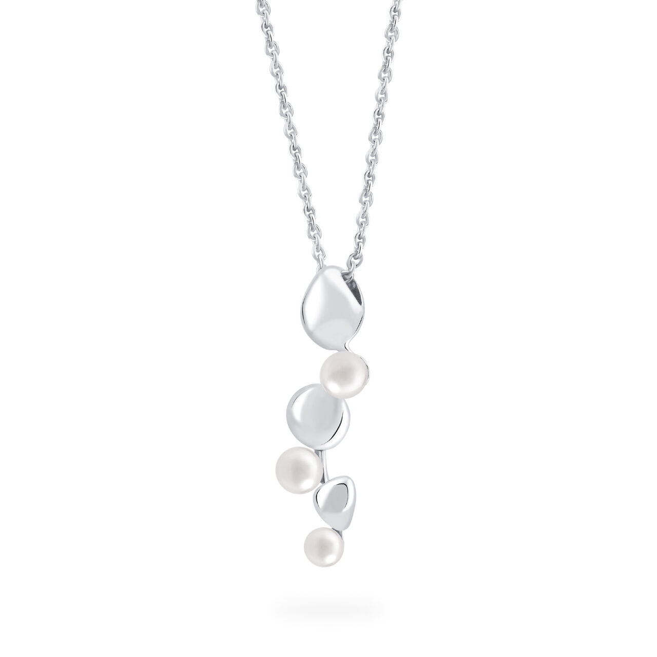 Birks Pebble Drop Necklace In Sterling Silver With Pearls image number 3