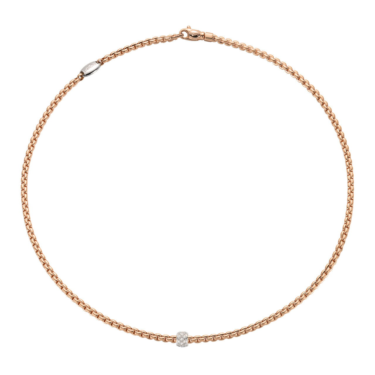 Eka Tiny Rose Gold and Diamond Pavé Necklace image number 0