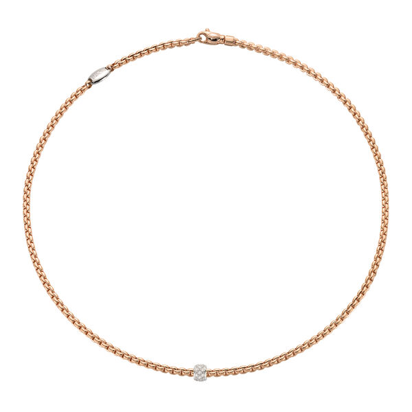 Collier Eka en or rose avec pavé de diamants, très petit modèle