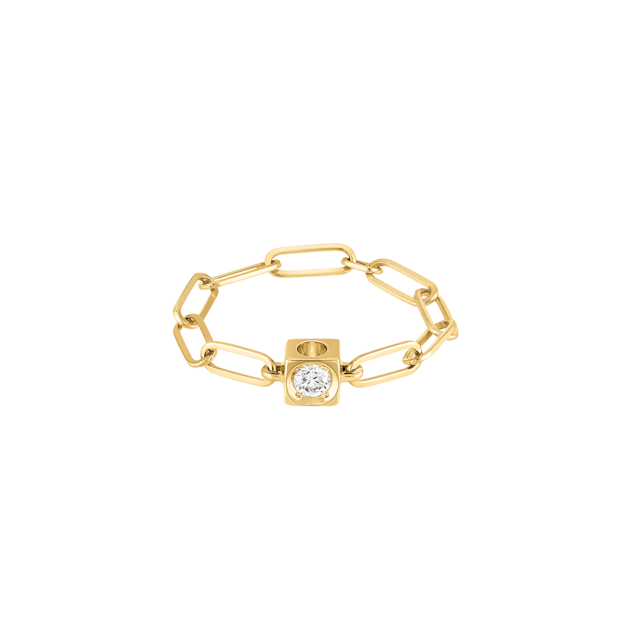 Dinh Van Le Cube Diamant Yellow Gold and Diamond Chain Ring 208421 Front image number 0