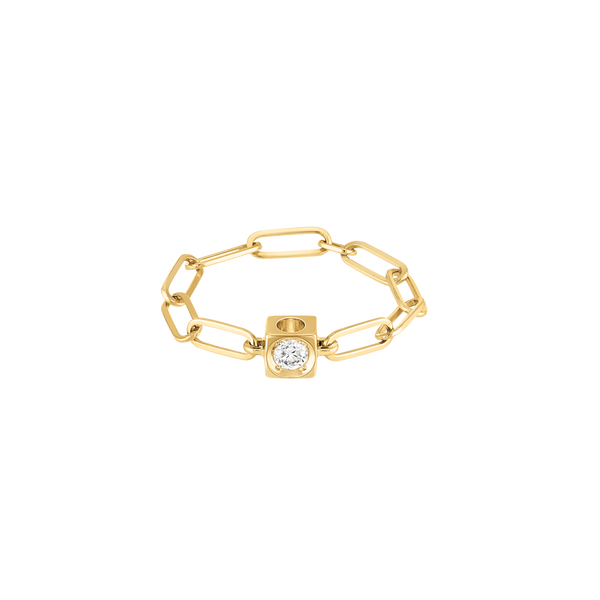 Le Cube Diamant Yellow Gold and Diamond Chain Ring