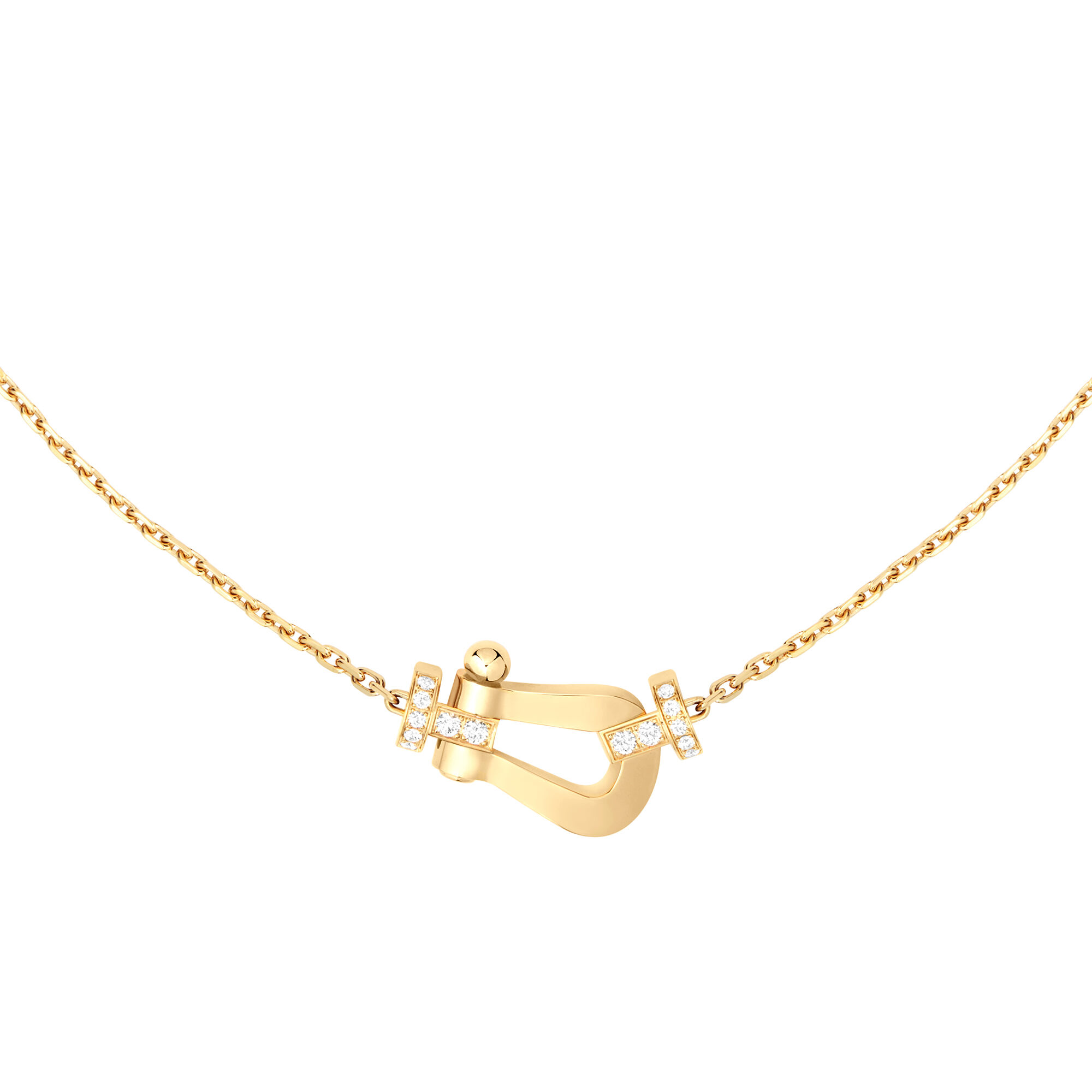 Force 10 Large Yellow Gold and Half Pavé Diamond Necklace