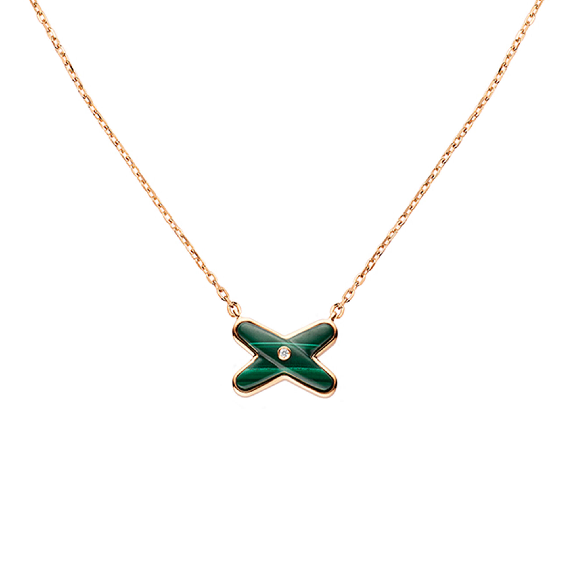 Jeux de Liens Small Rose Gold Malachite Diamond Necklace Chaumet