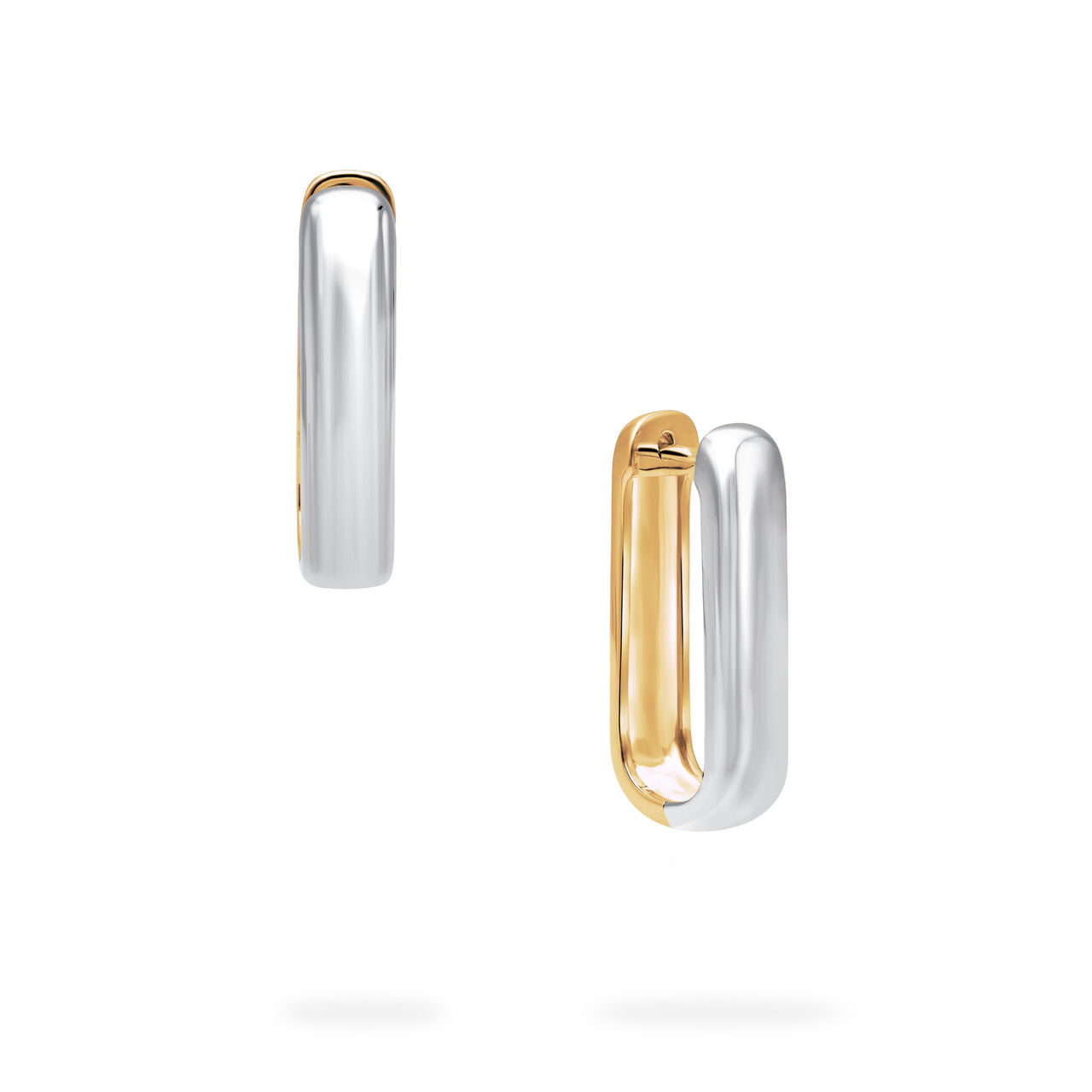 Boucles d'oreilles huggie en or jaune et blanc, 22MM image number 0