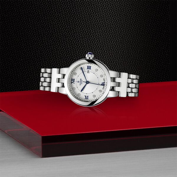 Clair de Rose 30 mm automatique en acier inoxydable et diamants