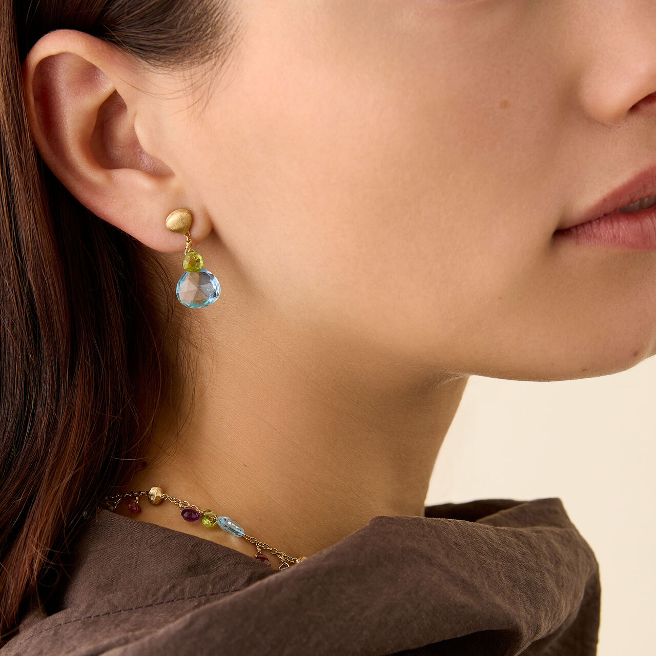 Marco Bicego Paradise Yellow Gold and Semi-Precious Gemstone Earrings OB1955 MIX01T Y 02 image number 1