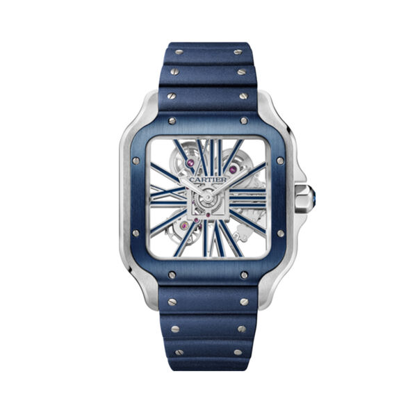 Santos de Cartier Skeleton 40 mm manuelle en acier inoxydable, grand modèle