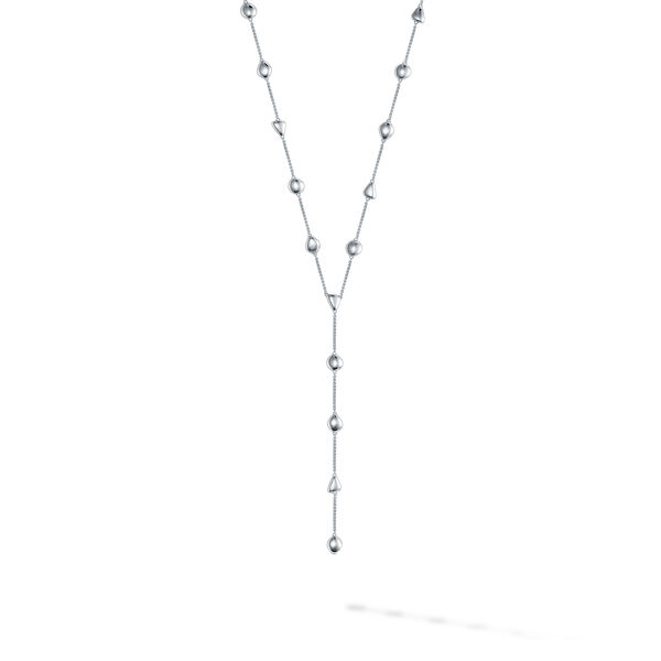 Silver Pebble Lariat Necklace