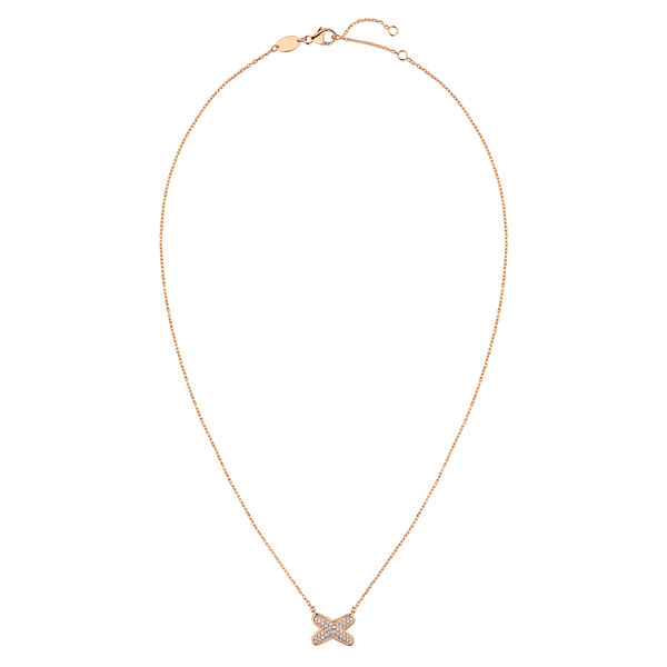Pendentif Jeux De Liens en or rose avec pav&eacute; de diamants