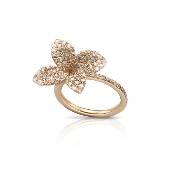 Petit Garden Rose Gold and Diamond Pavé Ring