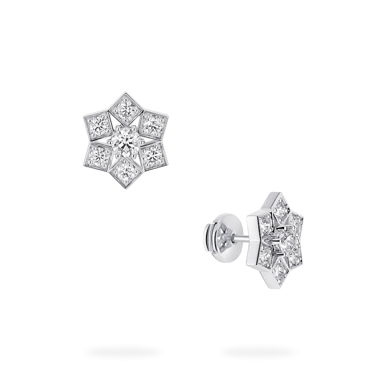 Birks Snowflake White Gold Snowflake Stud Earrings, Large Angle image number 2