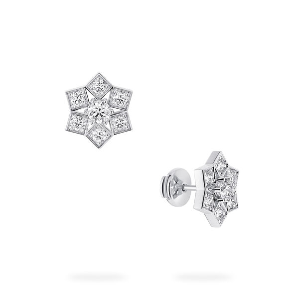 White Gold Snowflake Stud Earrings, Large