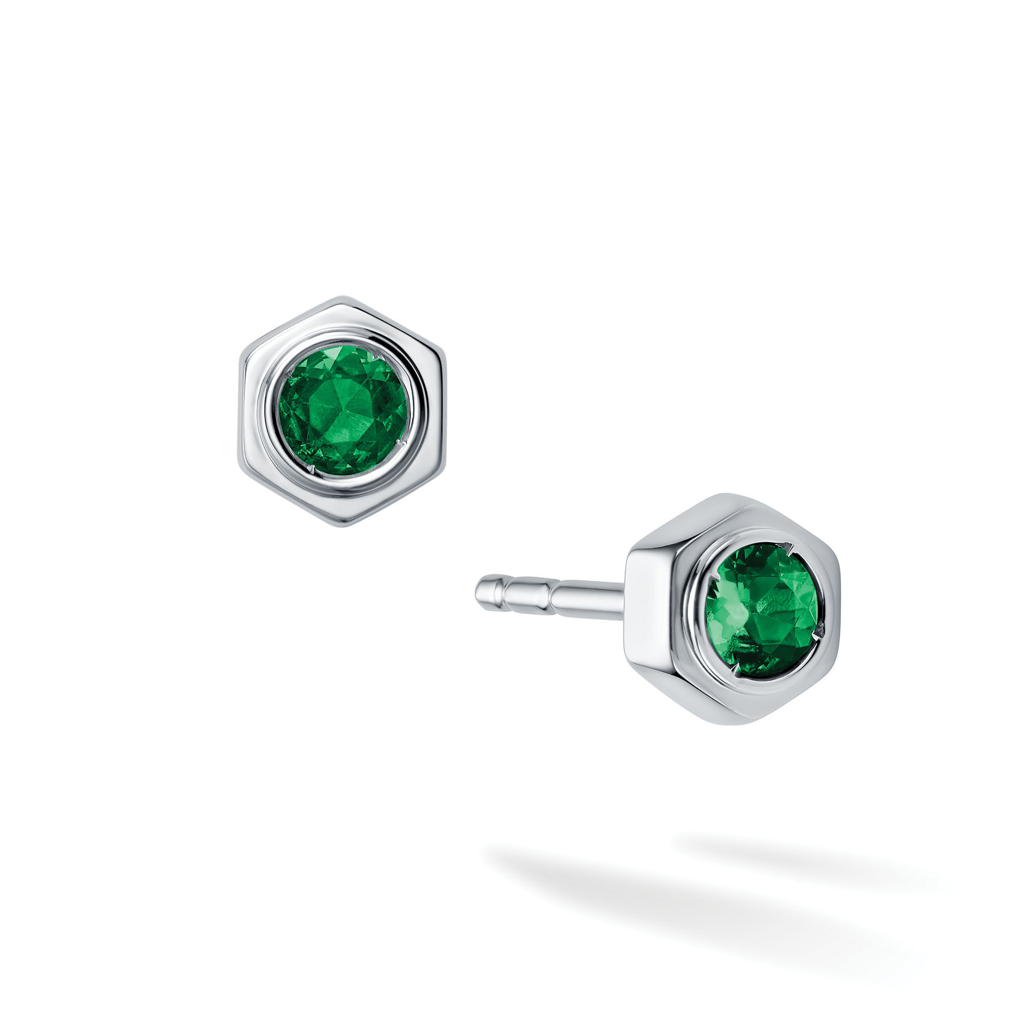 Birks Bee Chic Emerald and Silver Stud Earrings