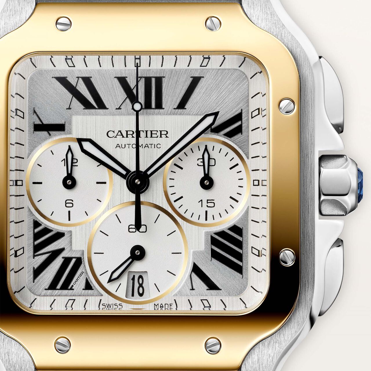 Cartier Santos de Cartier Large Automatic Chronograph 40 mm Yellow Gold and Stainless Steel W2SA0035 front image number 3