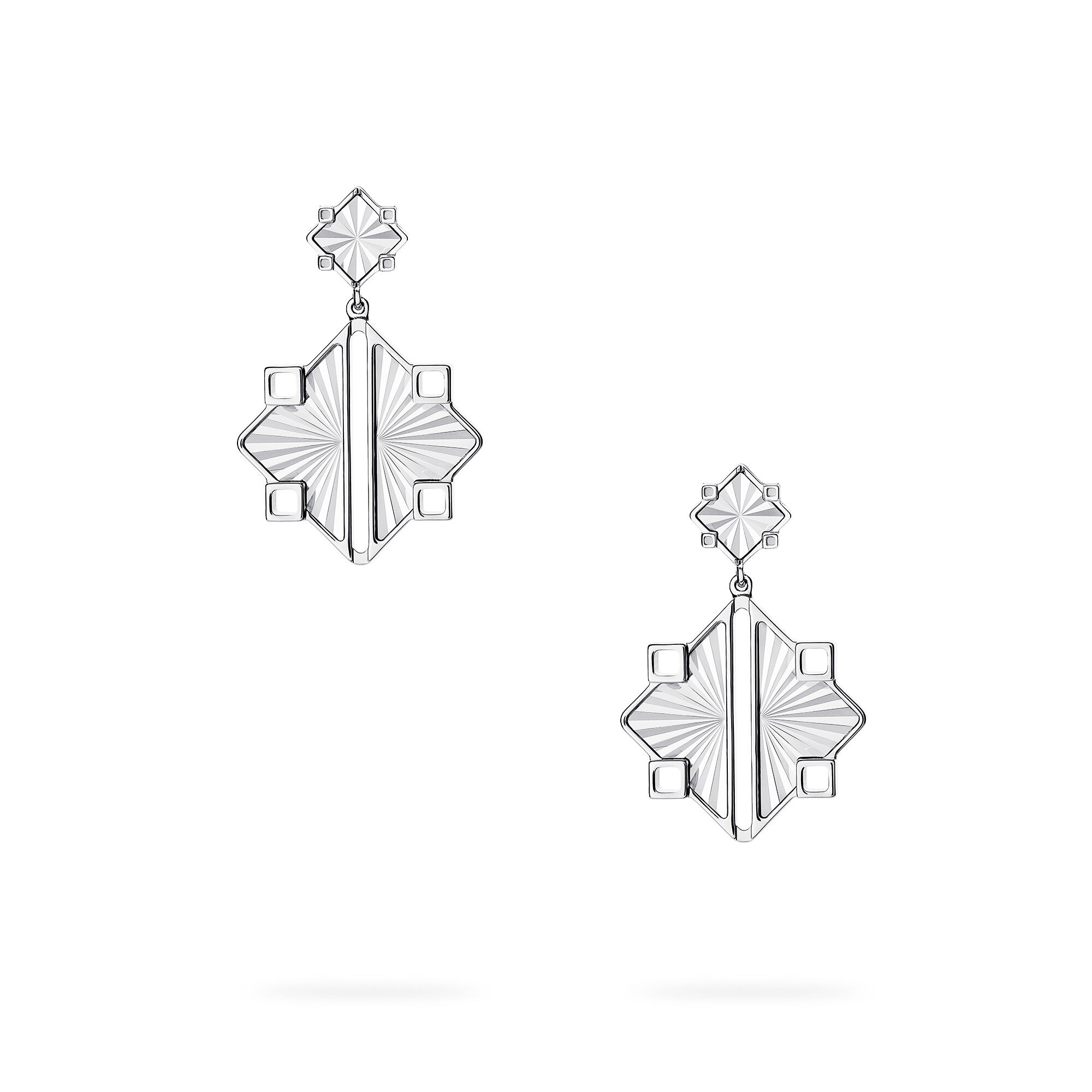 Guilloché Sterling Silver Drop Earrings