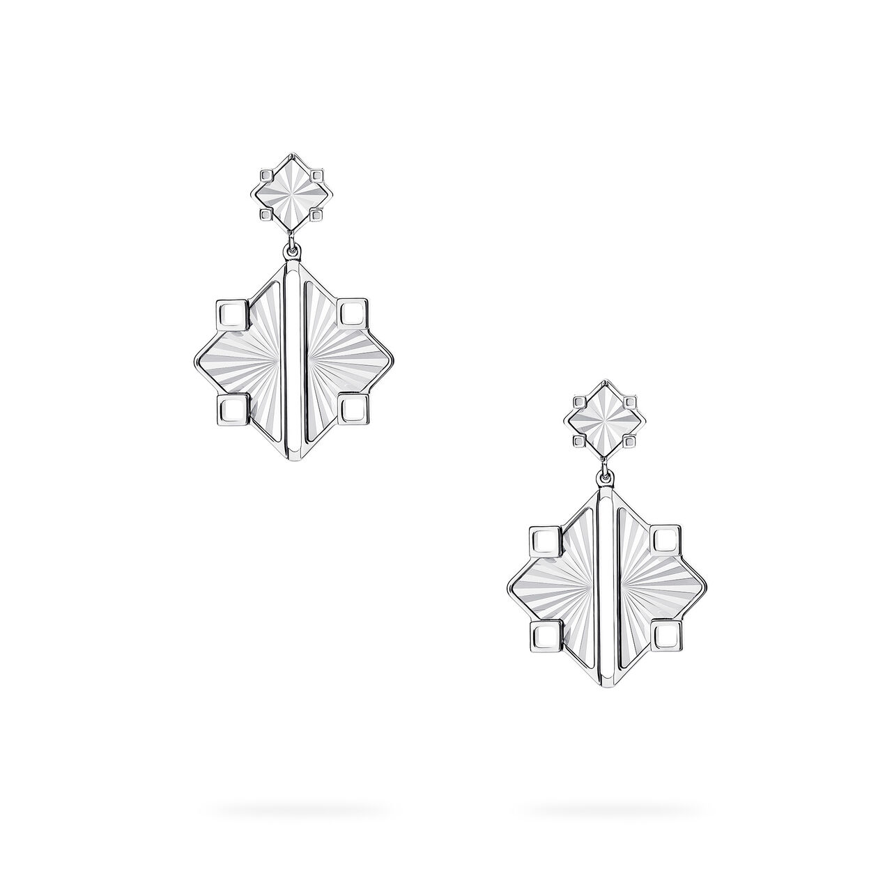Birks Muse Guilloch&eacute; Sterling Silver Drop Earrings image number 2