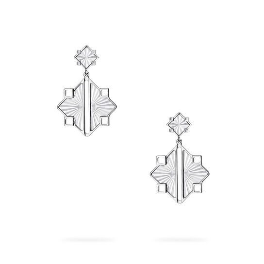 Birks Muse Guilloch&eacute; Sterling Silver Drop Earrings image number 2
