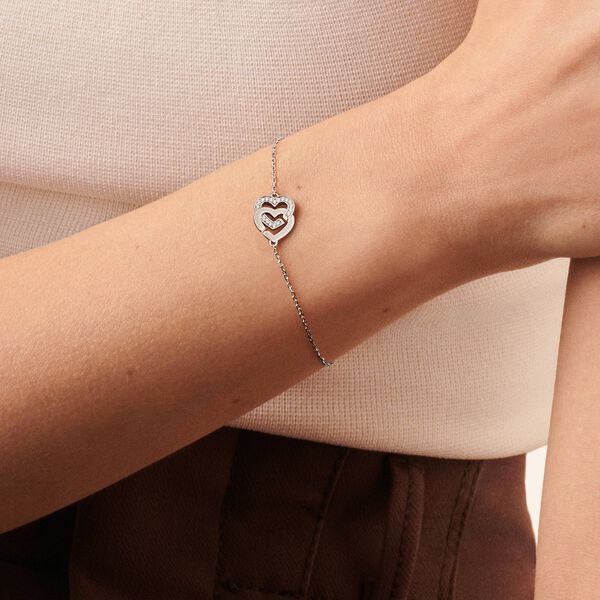 Double Coeurs R10 White Gold and Diamond Pavé Bracelet