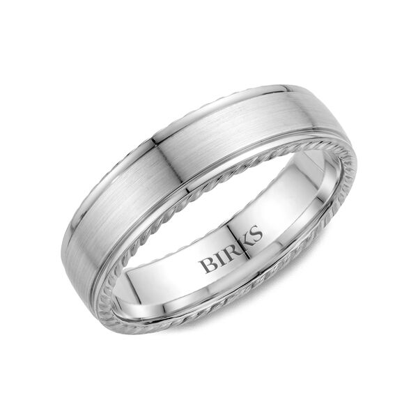 6 MM White Gold Milgrain Wedding Band