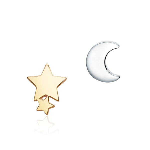 Boucle d’oreille sur clou lune en argent unique pour enfants