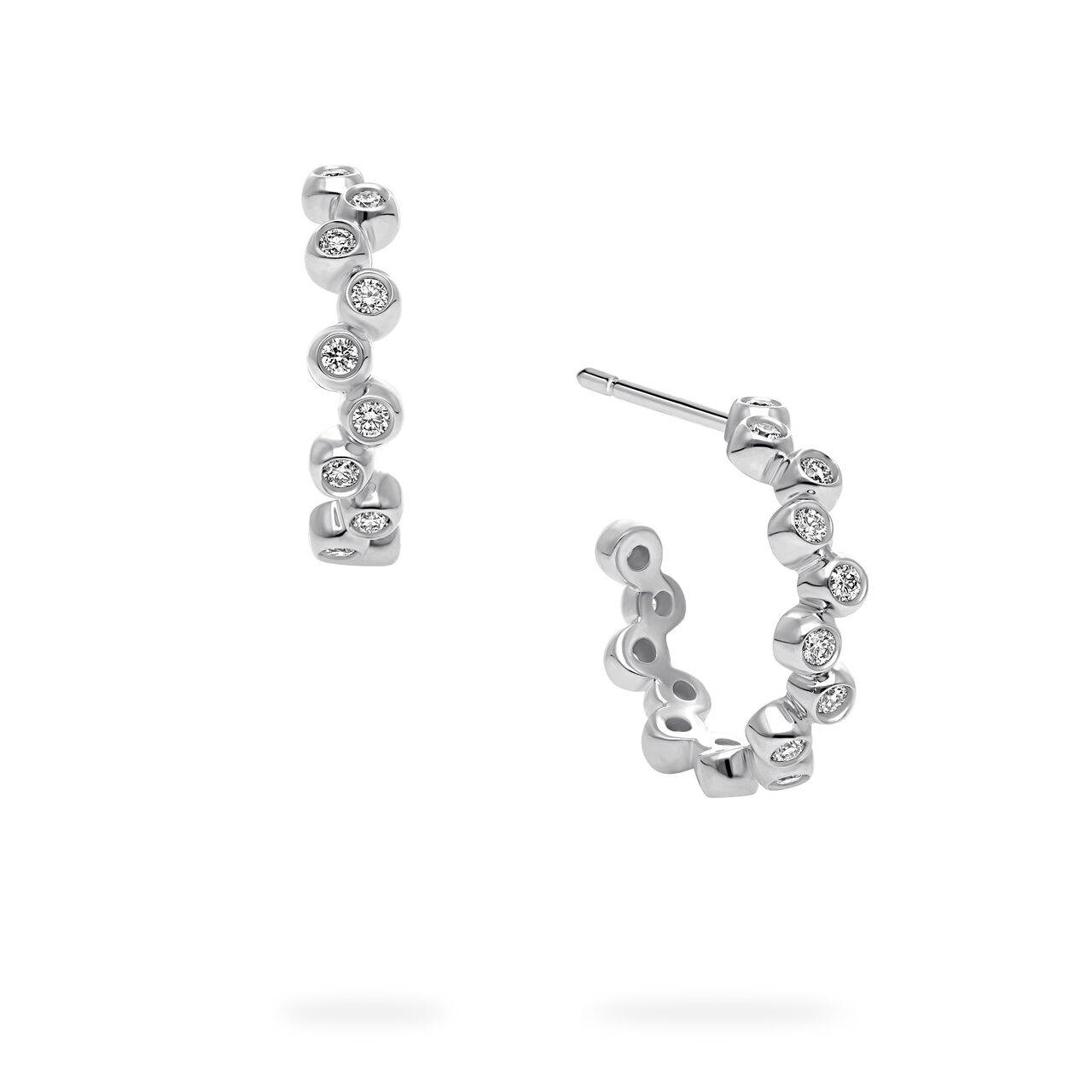 Birks Iconic White Gold and Diamond Splash 15 mm Hoop Earrings image number 0