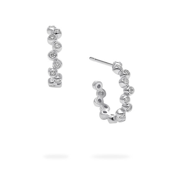 Birks Iconic White Gold and Diamond Splash 15 mm Hoop Earrings image number 0