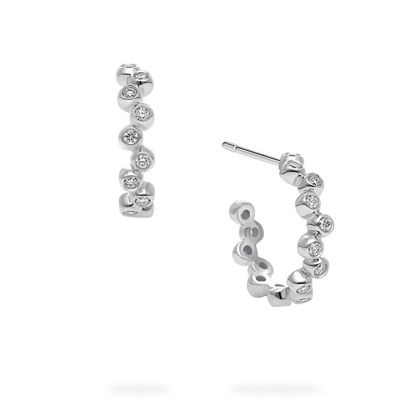 White Gold and Diamond Splash 15 mm Hoop Earrings