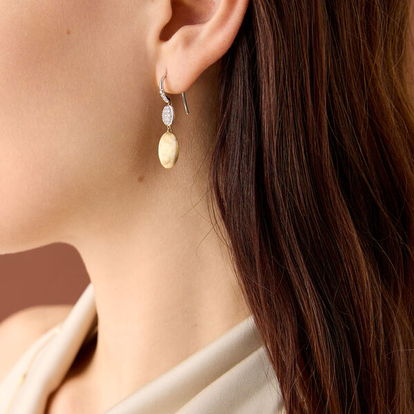 Siviglia Small White and Yellow Gold Diamond Drop Earrings