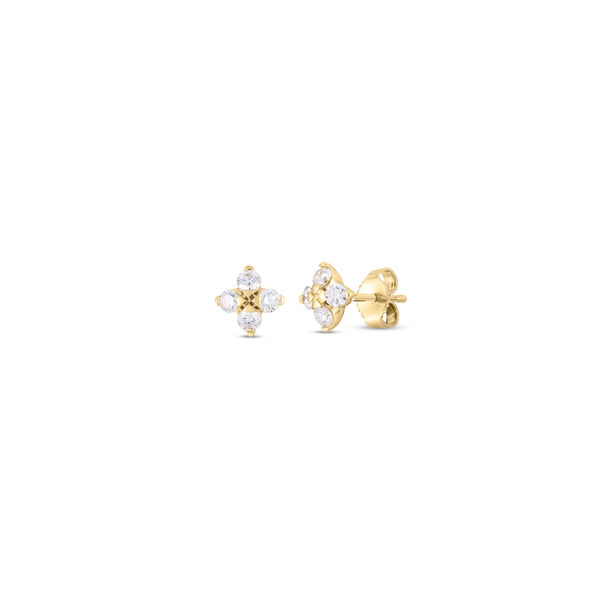 Love In Verona Small Yellow Gold and Diamond Stud Earrings