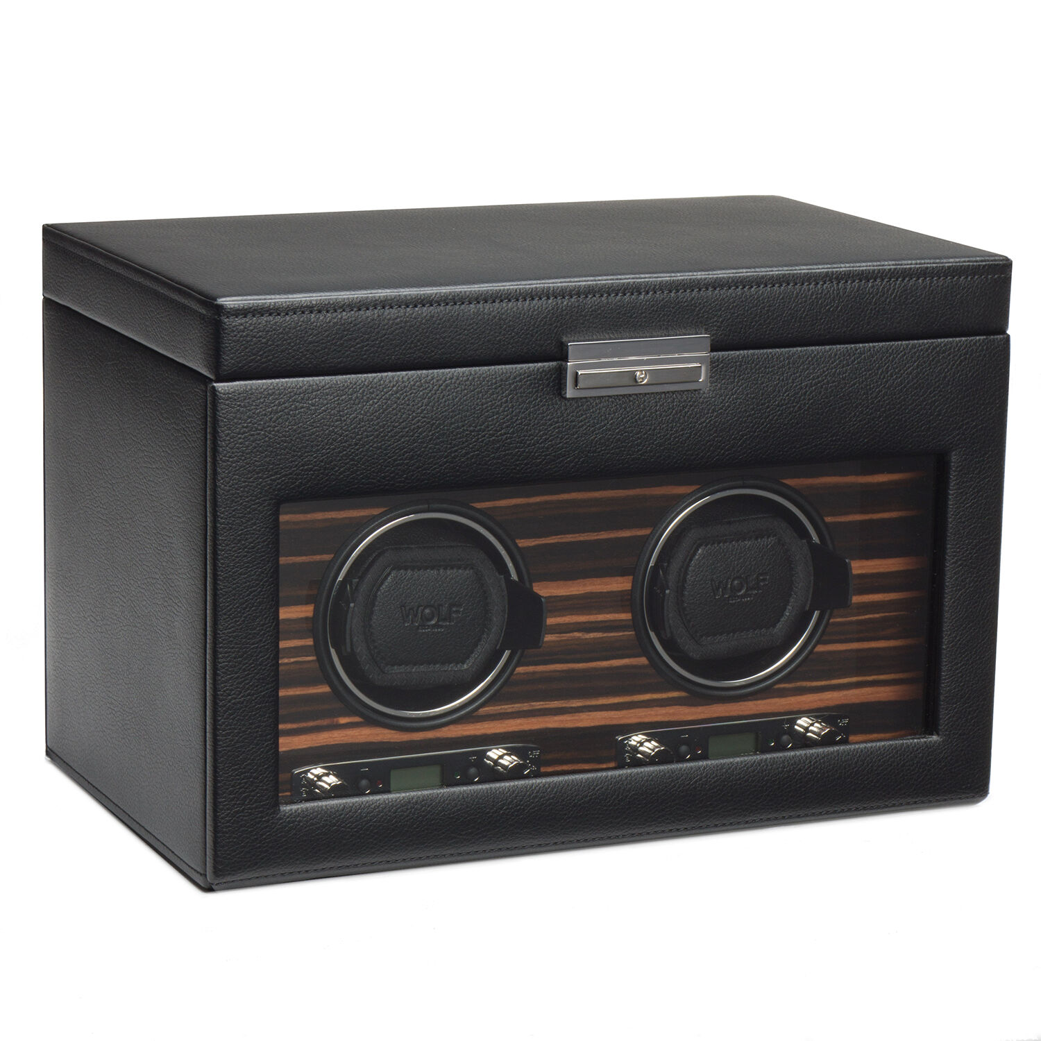 Roadster Black 2 Piece Watch Winder with Storage WOLF 457256