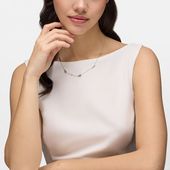Birks Beekeeper Sterling Silver and Diamond Station Necklace on model image number 1