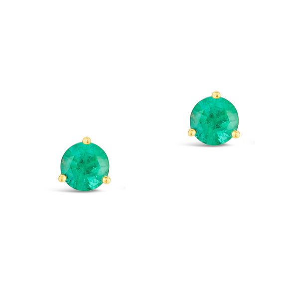 Boucles d'oreilles clous en or jaune avec émeraudes