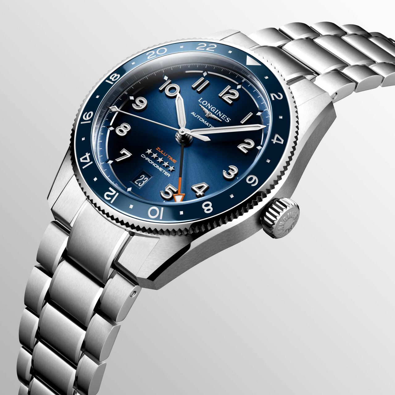 Longines Spirit Zulu Time Automatic GMT 39 mm Stainless Steel L3.802.4.93.6 Angle image number 2