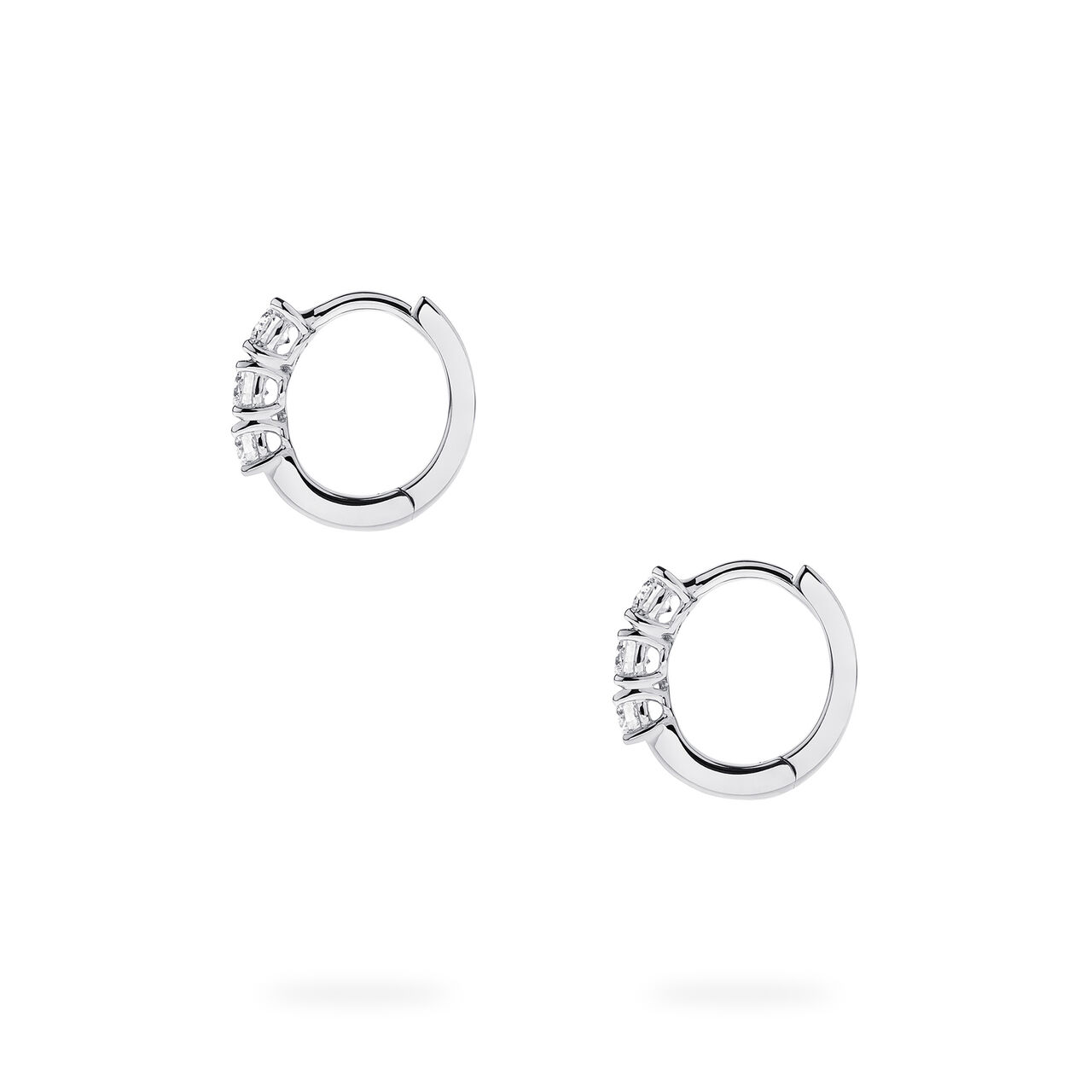 Side view of Birks Essentials Diamond Huggies in white gold image number 2