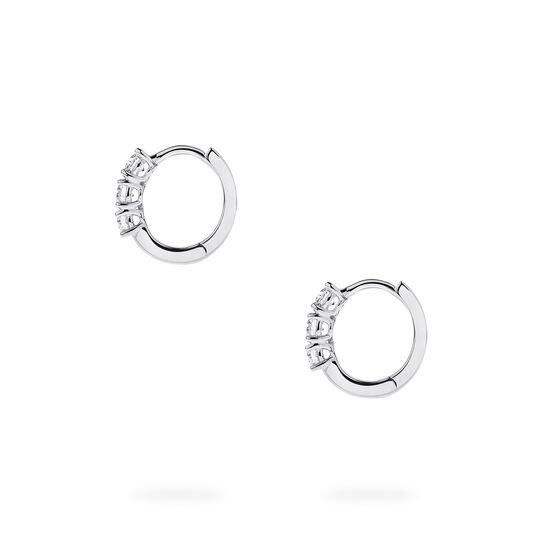 Side view of Birks Essentials Diamond Huggies in white gold image number 2