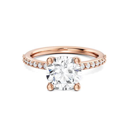 Birks Ros&eacute;e du Matin Rose Gold Round Solitaire Diamond Engagement Ring with Diamond Band image number 0