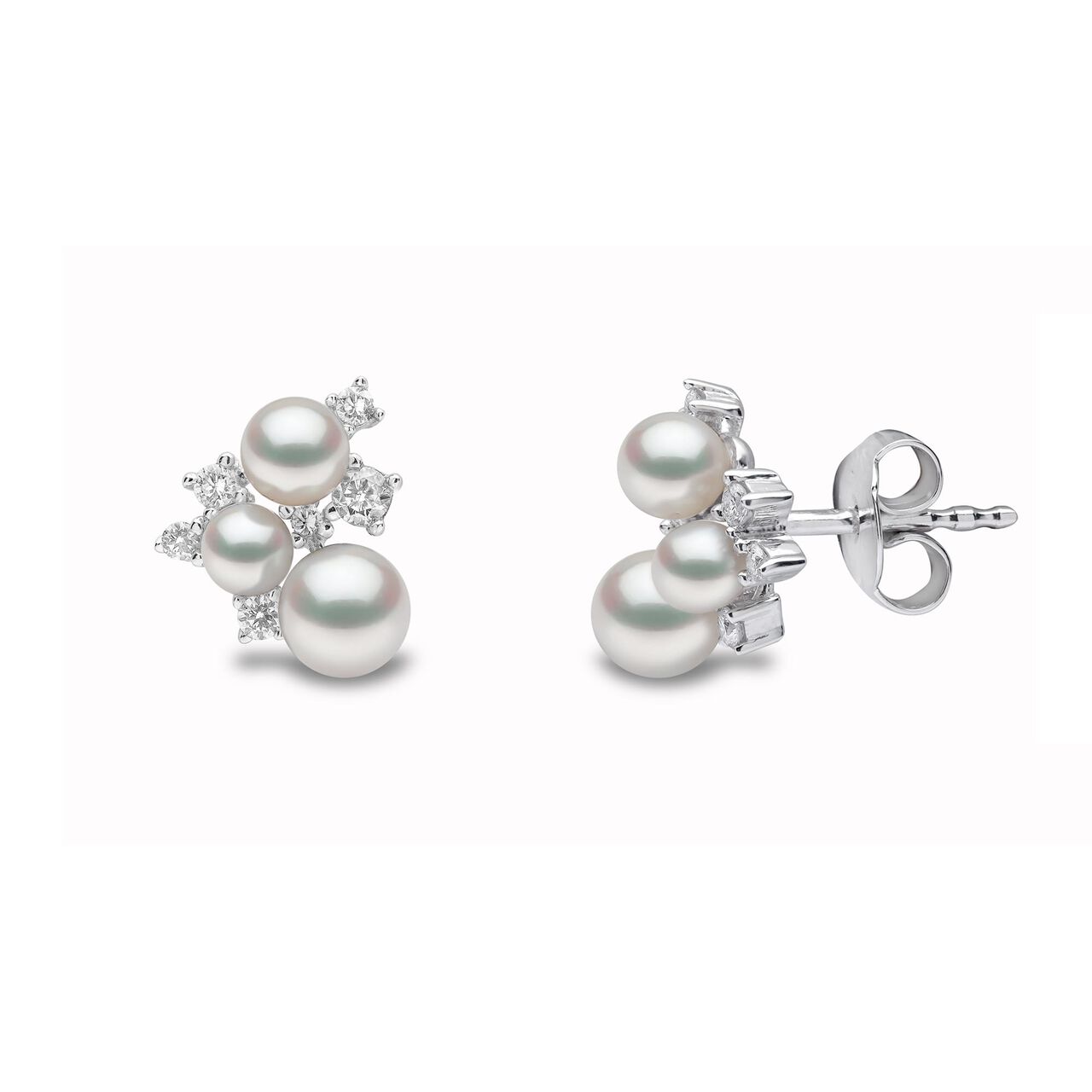 yoko london trend white gold 3 pearl studs tem0228 7f front side image number 2