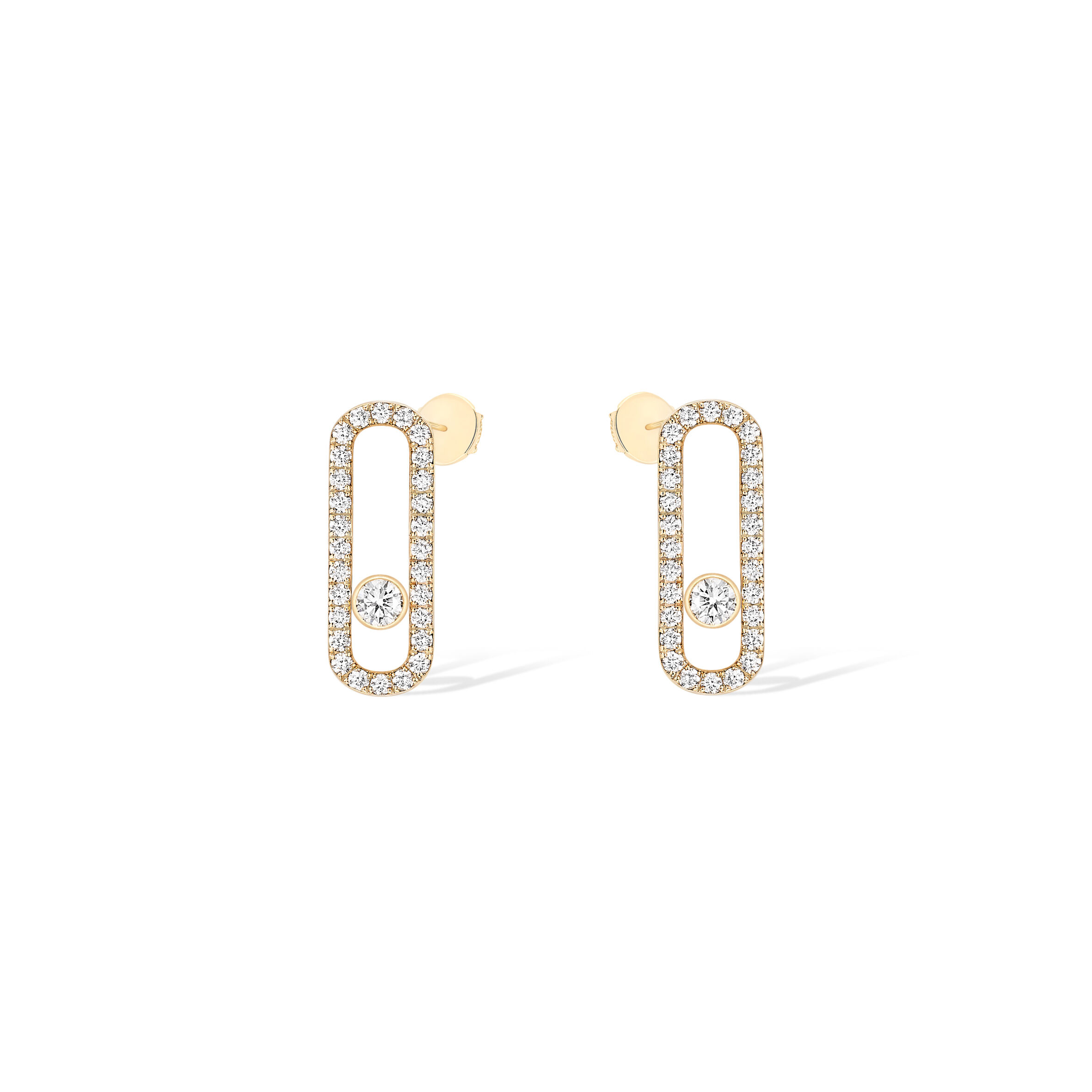 Move Uno Medium Yellow Gold and Diamond Pavé Stud Earrings