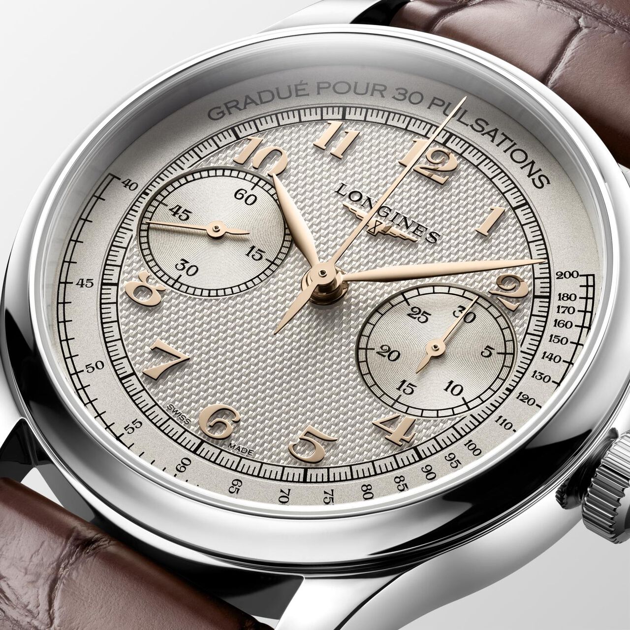 Longines Master Monopusher 41 mm chronographe manuelle en acier inoxydable L2.960.4.78.2 image number 2