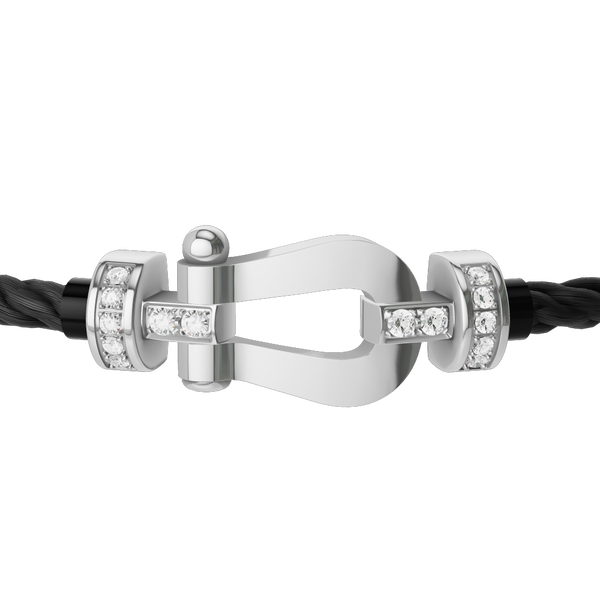 Force 10 Medium White Gold and Diamond Pavé Cable Bracelet